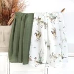LifeTree Muslin Swaddle Blankets: 2-Pack Neutral Soft Baby Swaddling Wraps