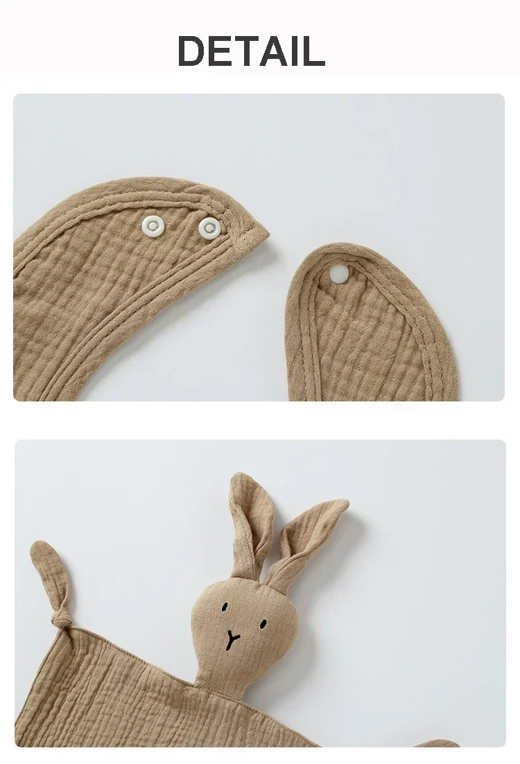 4-Piece Baby Care Gift Set: Cute Bunny Blankie, Bib, Teether Ring, and Muslin Blanket