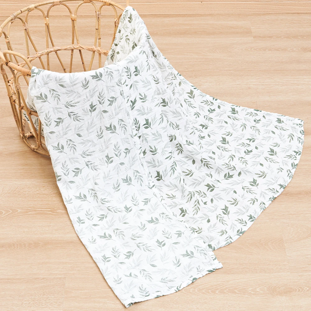 Happy Flute Muslin Baby Swaddle Blanket: 120x110cm 100% Cotton Newborn Wrap