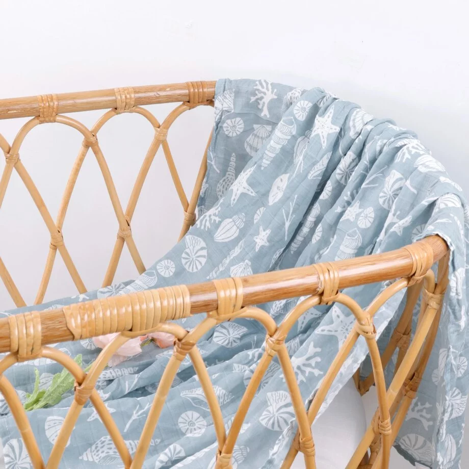 Happy Flute Muslin Baby Swaddle Blanket: 120x110cm 100% Cotton Newborn Wrap