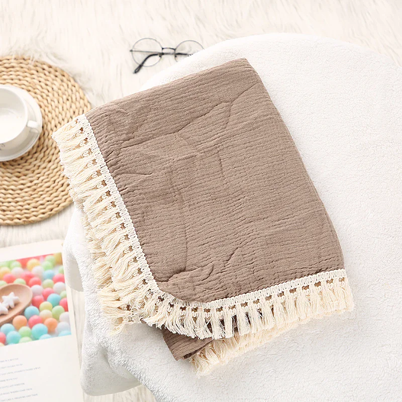 Cotton Muslin Swaddle Blankets with Tassels: Soft Newborn Swaddle Wrap