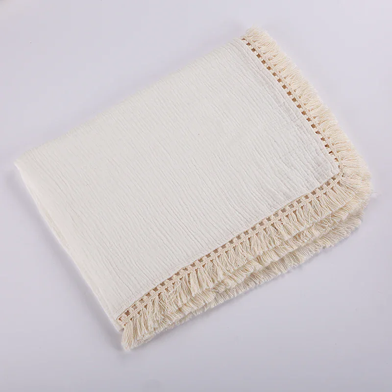 Cotton Muslin Swaddle Blankets with Tassels: Soft Newborn Swaddle Wrap