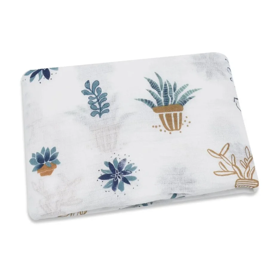 100% Cotton Muslin Baby Blanket: 120x120cm Soft Swaddle and More
