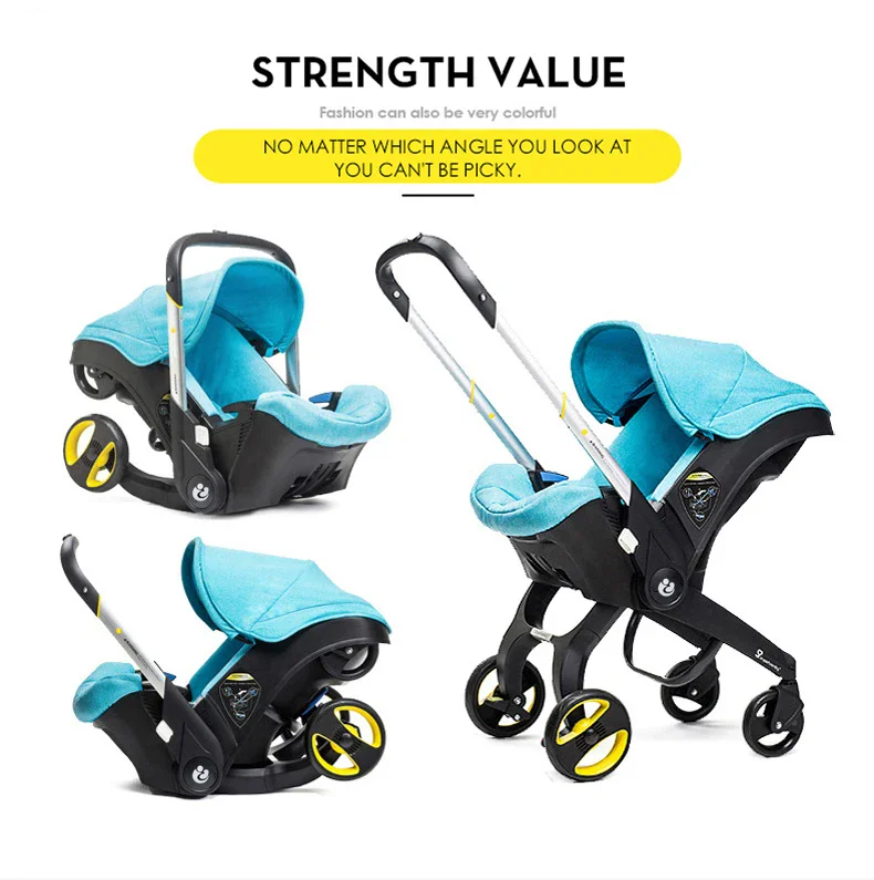 Baby Stroller 3 in 1 with Car Seat: High Landscape Folding Baby Carriage for Newborns