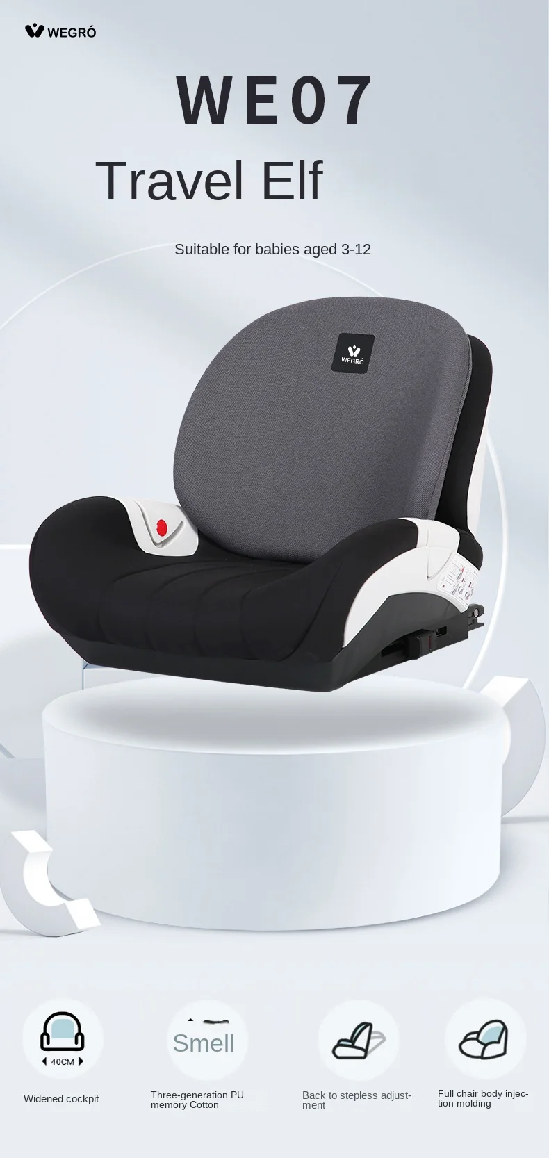 Child Safety Seat: Car Mounted Booster Pad for Ages 3-12