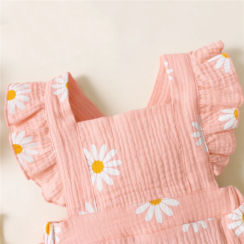 Infant Baby Girl Romper Clothes: Ruffle Sleeveless Newborn Bodysuit with Headband