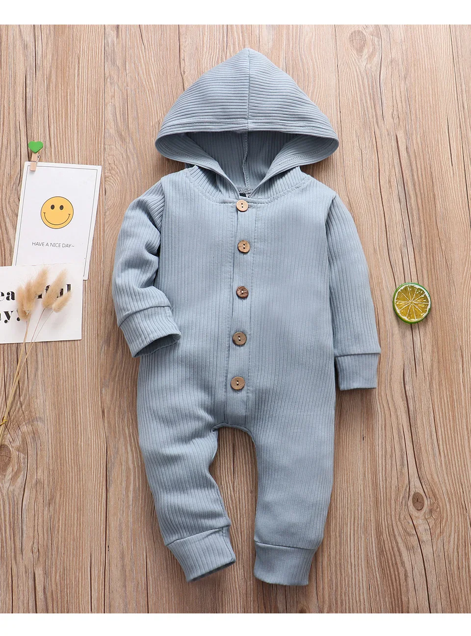 Autumn Newborn Clothes: Cotton Baby Romper with Hood