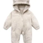 Newborn Baby Snowsuit: Fleece-Lined Warm Hooded Romper