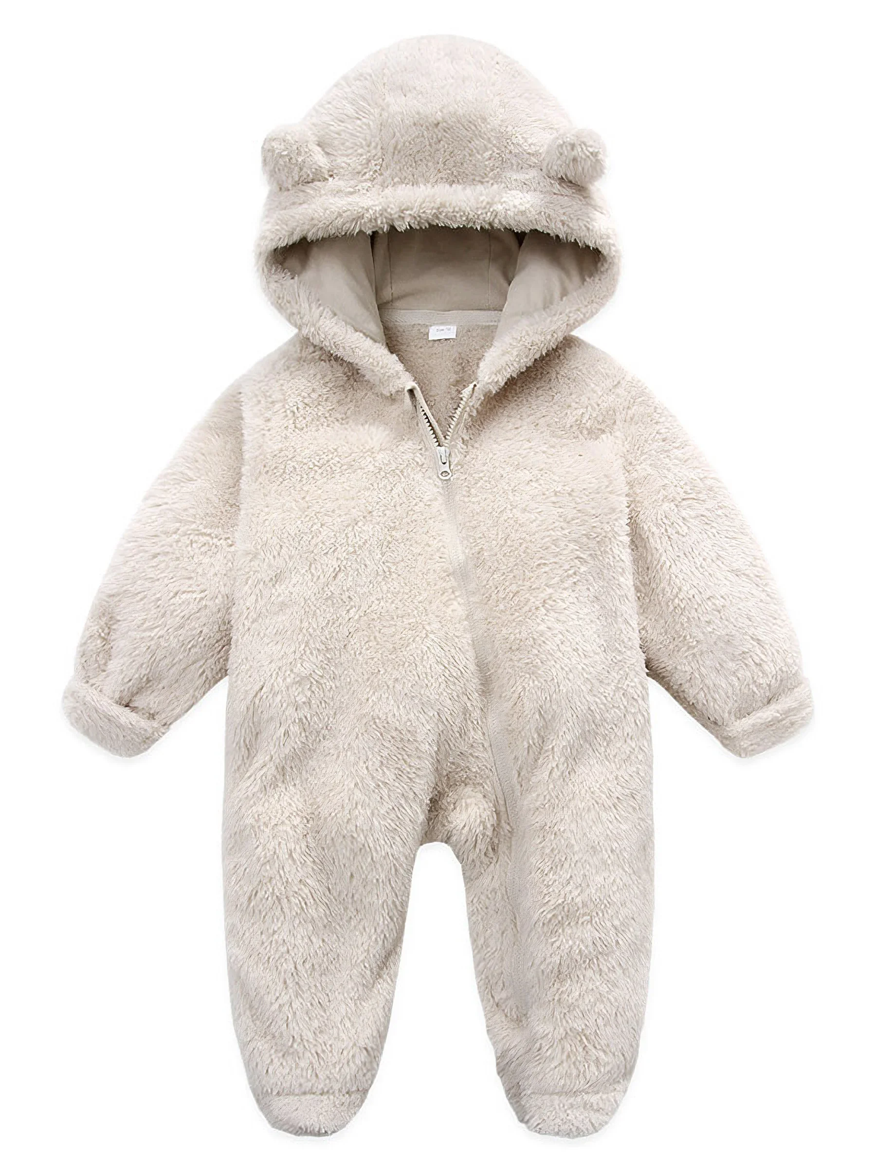Newborn Baby Snowsuit: Fleece-Lined Warm Hooded Romper