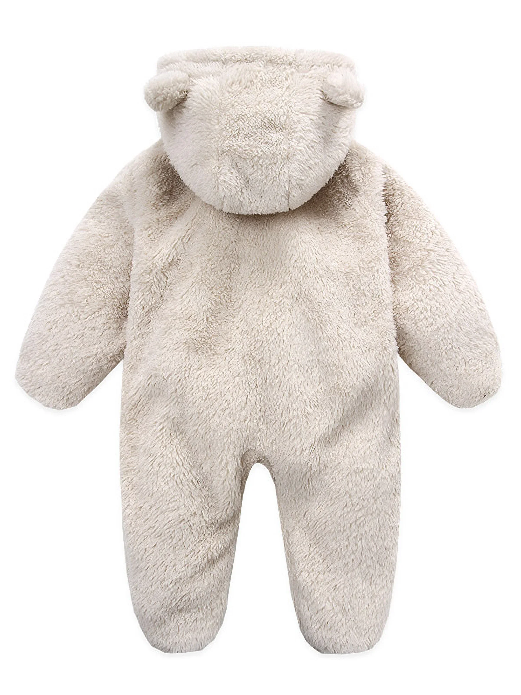Newborn Baby Snowsuit: Fleece-Lined Warm Hooded Romper