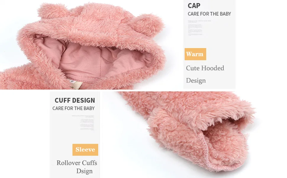 Newborn Baby Snowsuit: Fleece-Lined Warm Hooded Romper