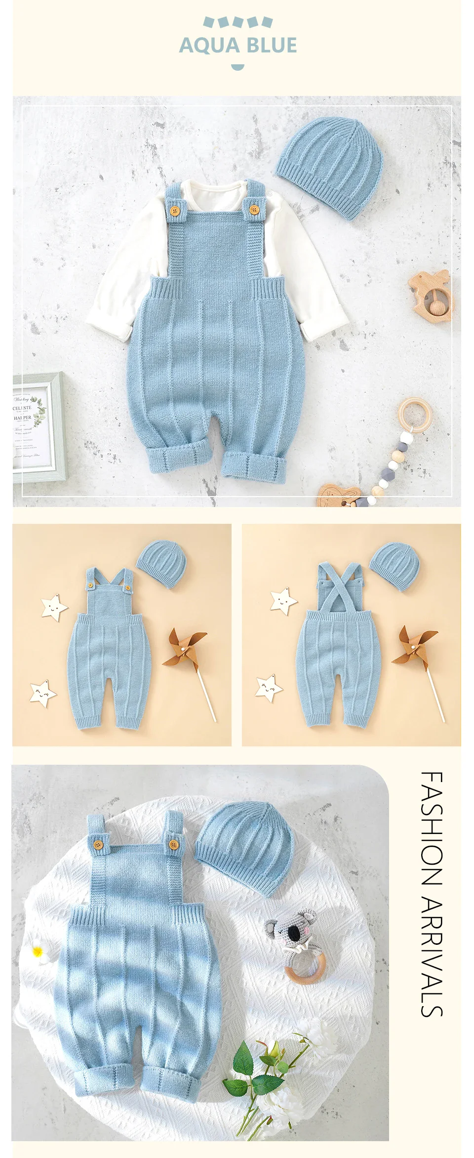 Baby Boys and Girls Fashion Sleeveless Knitted Romper with Hat Set