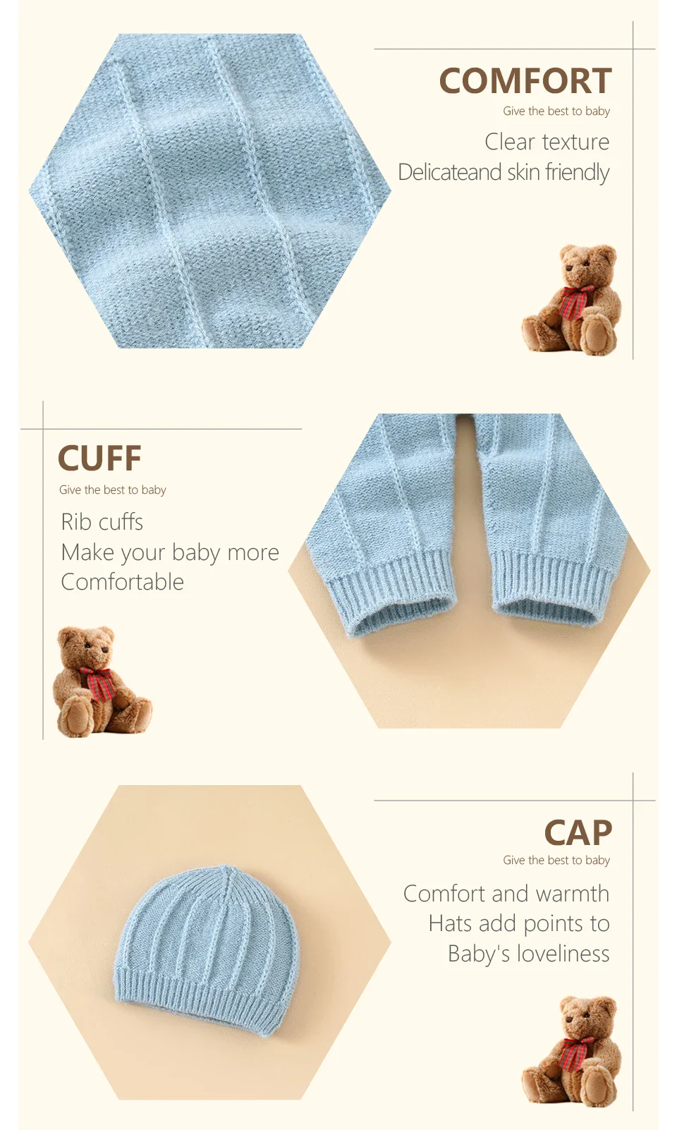 Baby Boys and Girls Fashion Sleeveless Knitted Romper with Hat Set