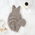 Baby Boys and Girls Fashion Sleeveless Knitted Romper with Hat Set