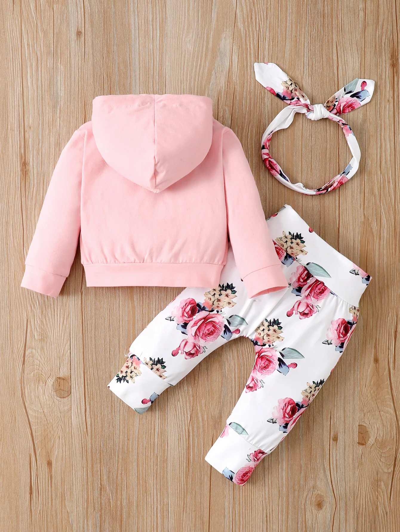 Newborn Baby Girl Floral Clothes Set: Hooded Printed Top, Pants, and Headband