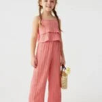 2024 New Girls Halter Set: Ruffled Halter Top and Wide-Leg Pants