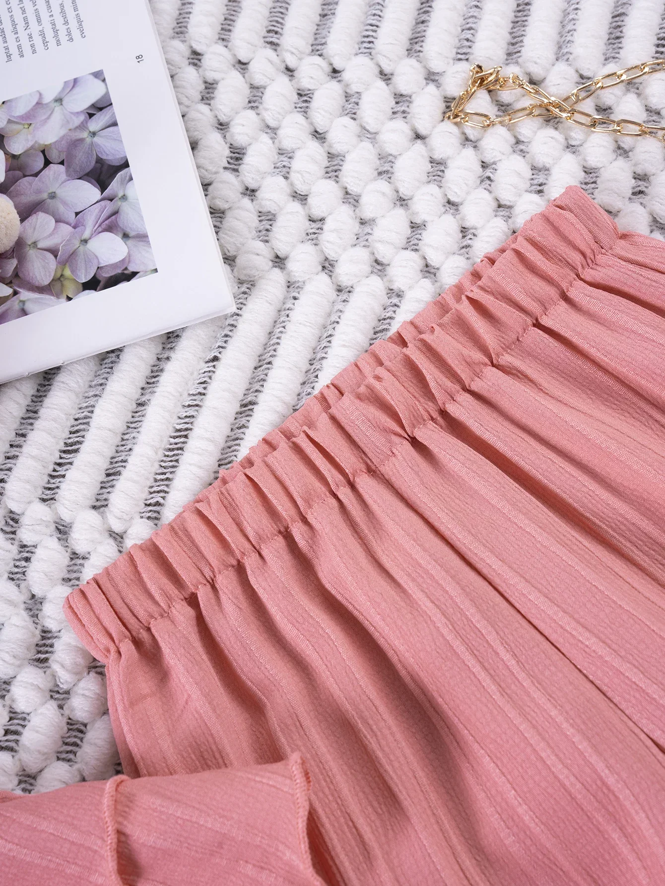 2024 New Girls Halter Set: Ruffled Halter Top and Wide-Leg Pants